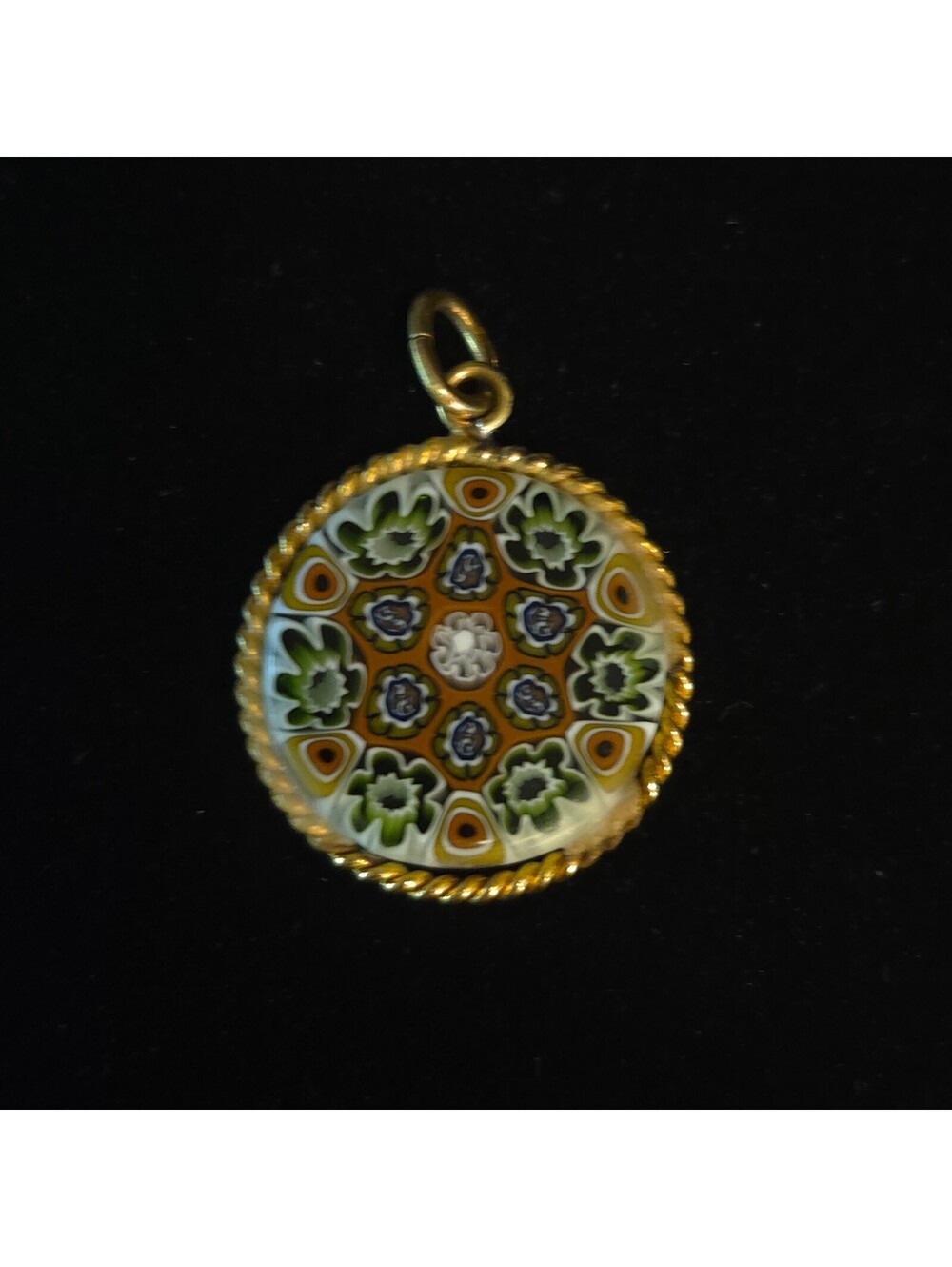 Vintage Gold-plated Italian Millefiori Art Glass Pendant - Picture 5 of 7
